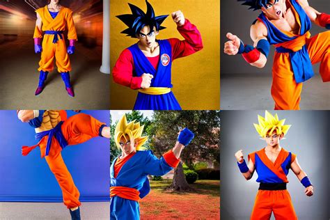 A Vibrant Photograph Of A Cosplay Of Goku From Dragon Stable