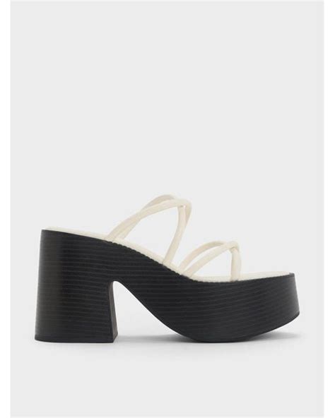 Charles And Keith Strappy Crossover Platform Mules In Black Lyst