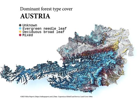 Dominant forest types of in Austria. Forests cover... - Maps on the Web