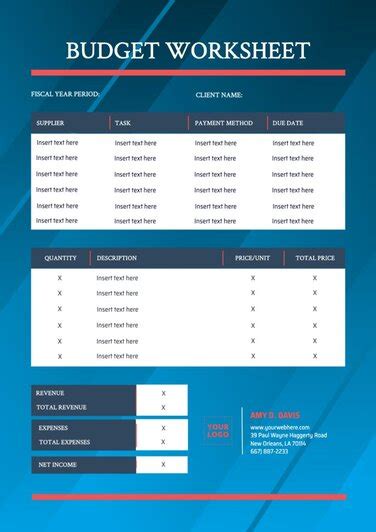 Free customizable budget templates