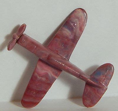 VINT 1960 CRACKER JACK AIRPLANE SINGLE ENGINE END OF DAY MARBLED PINK