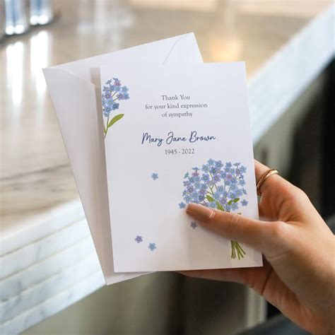 Funeral Thank You Cards Watercolour Forget Me Nots Fast Delivery At