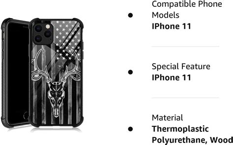 Buy DJSOK IPhone 11 Case Black Wood Grain USA American Flag Hunter