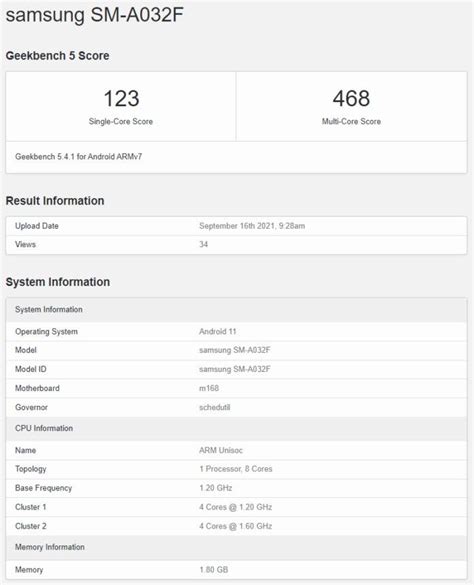 Характеристики Samsung Galaxy A03 предоставлены FCC, списки Geekbench ...