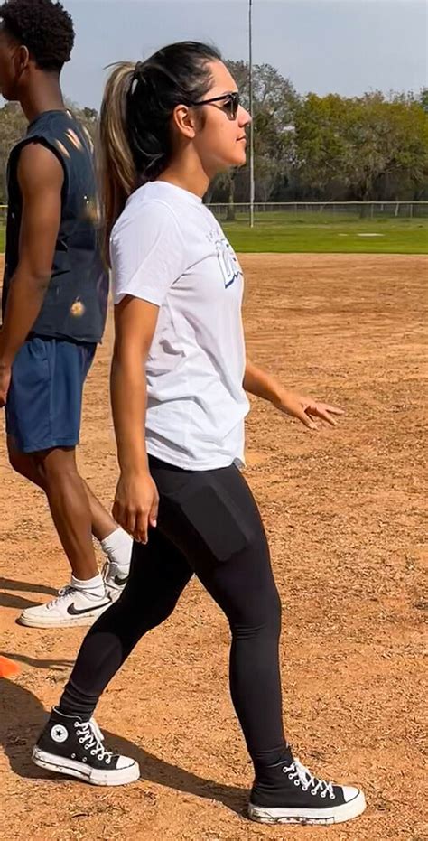 Excited Latina Playing Kickball Spandex Leggings Yoga Pants Forum