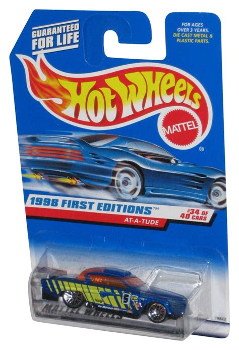 Hot Wheels 1998 First Editions 34 40 Blue At A Tude Toy Car 667 Walmart