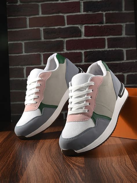 Buy The Roadster Lifestyle Co Women White And Grey Colourblocked Lightweight Sneakers Casual