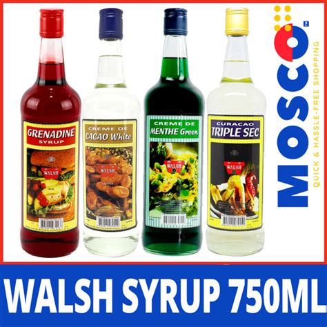 Walsh Syrup 750ml Grenadine Syrup Creme De Cacao White Creme De