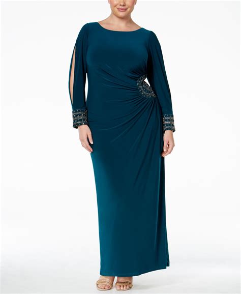 Xscape Plus Size Embellished Split Sleeve Column Gown And Reviews