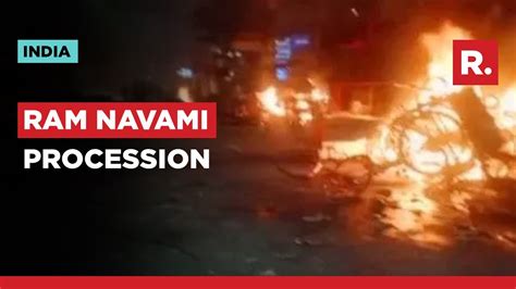 Ram Navami 2023 Stones Pelted Vehicles Torched During Ram Navami