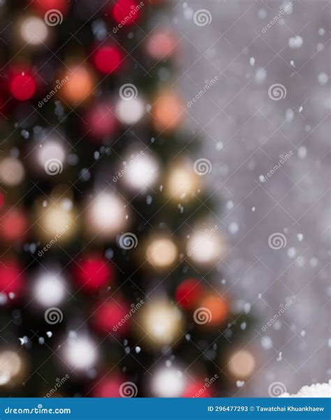 Blurred Christmas Tree Snow Christmas Background Stock Image Image