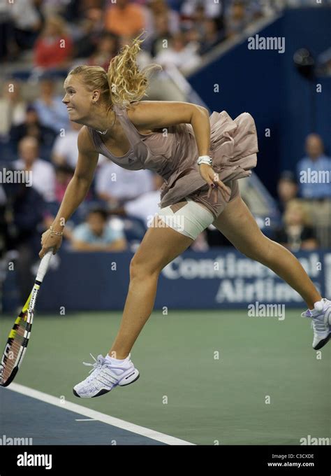 Caroline Wozniacki Denmark In Action At The Us Open Tennis Tournament