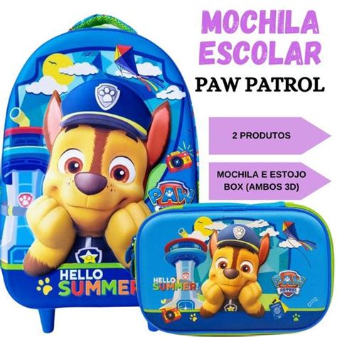 Kit Escolar Mochila Estojo Box Patrulha Canina D Xeryus Mala N