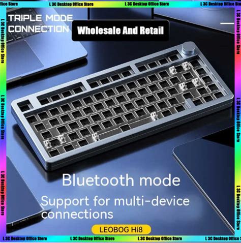 Leobog Hi Mechanical Keyboard Aluminum Kits Multifunctional Knob Tatlong Mode Hot Swap Gaming