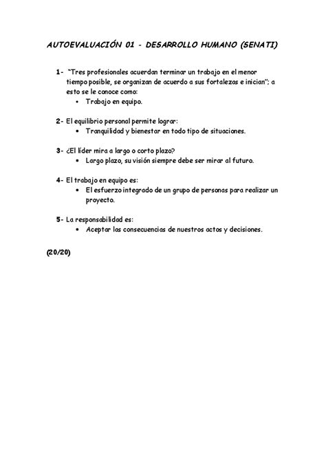 Autoevaluación 01 Desarrollo Humano AUTOEVALUACIÓN 01 DESARROLLO