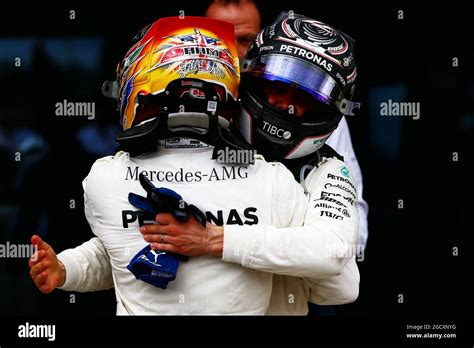 Mercedes Amg F In Parc Ferme Placed Team Mate Valtteri Hi Res Stock