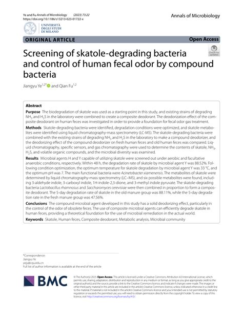 (PDF) Screening of skatole-degrading bacteria and control of human ...