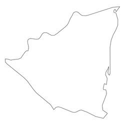 Map Nicaragua Black Thick Outline Highlighted Vector Image