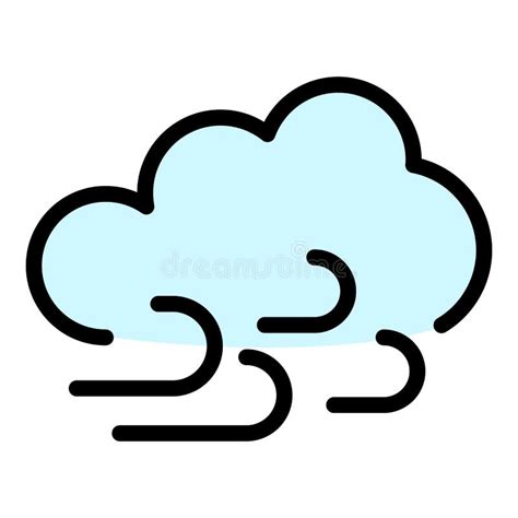 Vector De Contorno De Iconos De Nube Y Viento Ilustración Del Vector