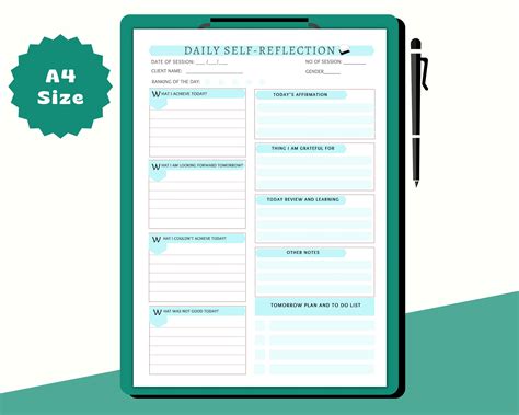 Daily Reflection Journal Printable Daily Reflection Printable Self