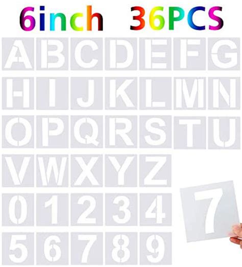 GetUSCart- 36 Pcs Reusable Large Alphabet Letter Stencils and Number ...