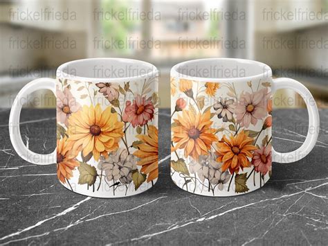 Wild Botanical Tassen Sublimation Design Blumen Muster Oz Etsy De