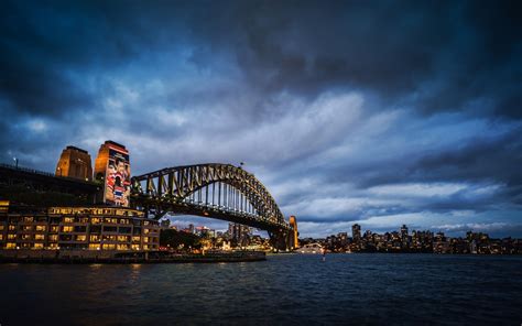 Sydney city lights australia harbour bridge nightlife wallpaper | (40699)