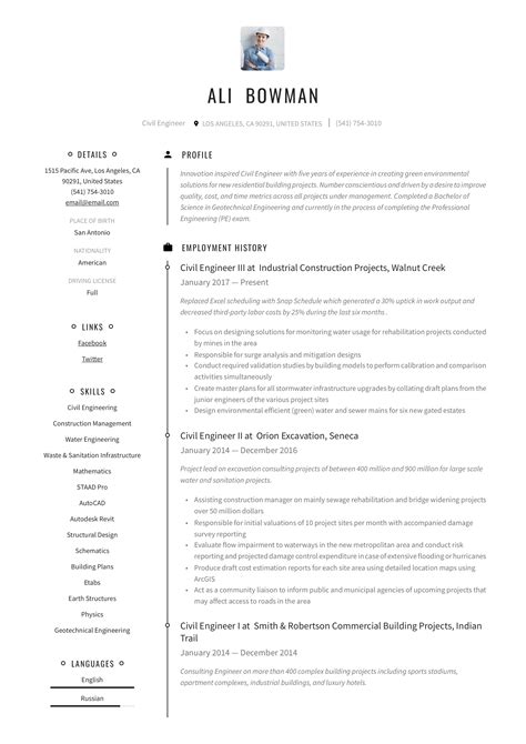 Civil Engineer Resume & Writing Guide | +12 Resume Templates | 2019