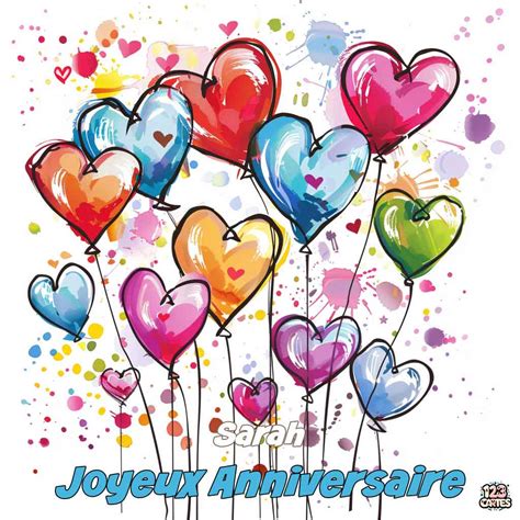 Bouquet Ballons Avec Le Texte Joyeux Anniversaire Sarah 123cartes