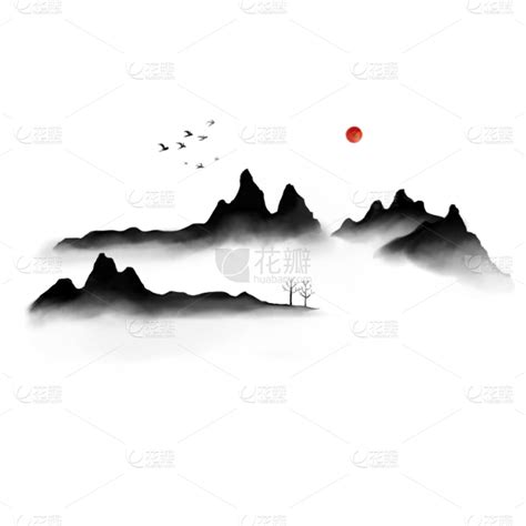 手绘 水墨中国风山水画场景8