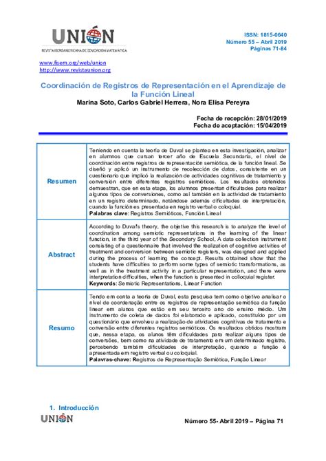 Coordinaci N De Registros De Representaci N En El Aprendizaje De La