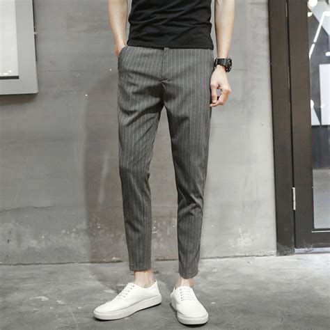 Iuhoo Men S Pants Stripe Casual Korean Pants For Men Slacks Formal