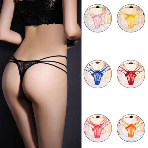 Jual G String Seksi Bikini Lingerie Transparan Thong Panty Underwear CDS064 Merah Muda Kota