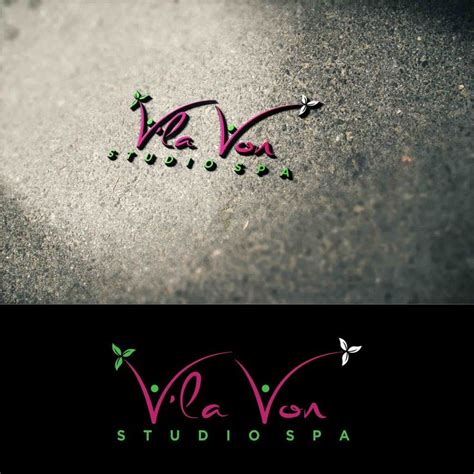 The Logo For An Art Studio Is Shown In Purple And Green Letters With