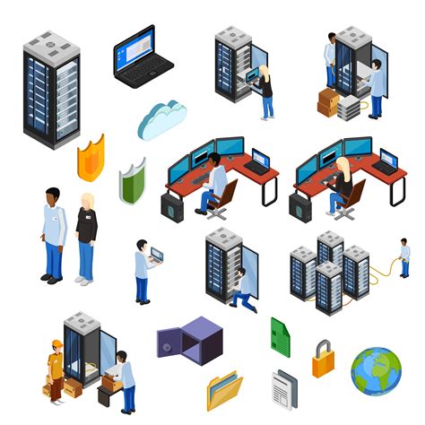 Datacenter Isometric Isolated Icons Set Vector Art At Vecteezy