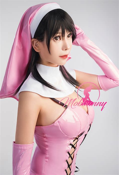 Gothic Sexy Lingerie Set Nun Suit Lace Up Pink Bodysuit Halloween Costume Top Quality