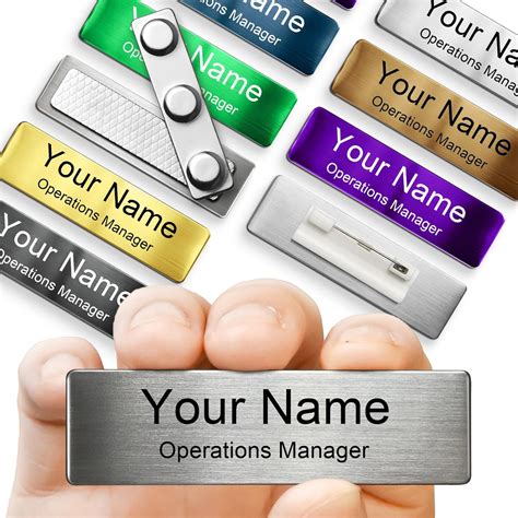 Engraved Personalized Name Tags With Magnet Clip Or Pin Stainless