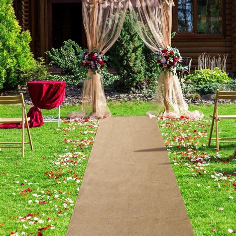 Tudomro 40 Inch X 15 Ft Extra Long Natural Burlap Wedding Aisle Runner Outdoor Jute