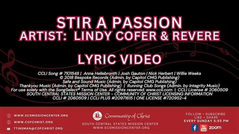 Lyric Video Stir A Passion By Lindy Cofer And Revere Youtube