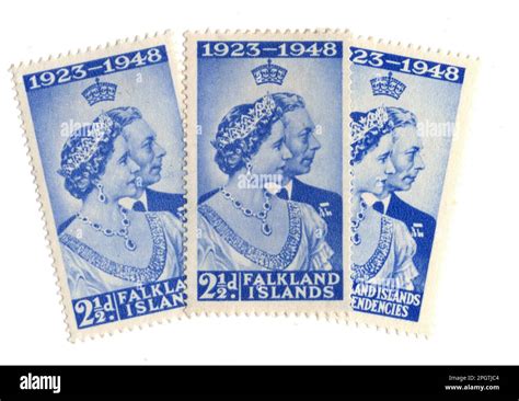 Vintage Mint Postage Stamps From The Falkland Islands Isolated On A