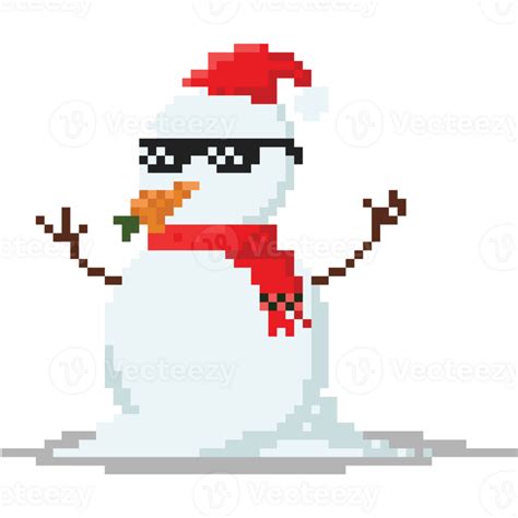 Pixel Art Sunglasses Snowman Character 27190654 Png