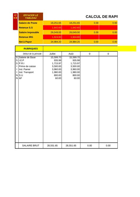 Calcul Rappels Xls Fichier Xls