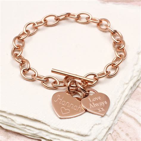 Personalised Rose Or Yellow Gold Charm Chain Bracelet By Hurleyburley