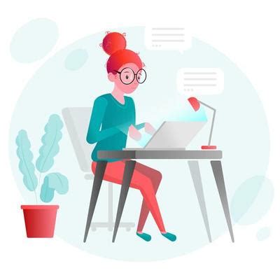 Woman On Computer Vector Art, Icons, and Graphics for Free Download