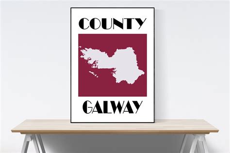 County Galway Map Print, Map of Galway Print, Galway Art Print, Galway ...