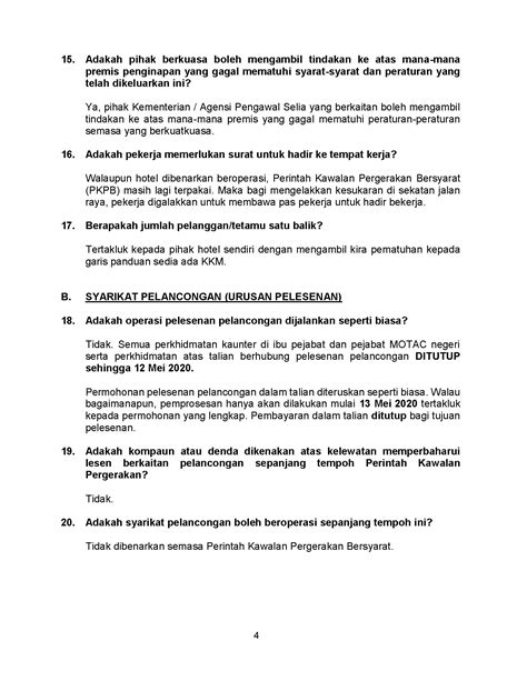 Soalan Lazim FAQ Berkaitan Perintah Kawalan Pergerakan Bersyarat