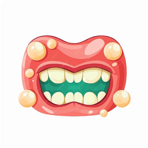 Premium Vector | A red mouth with yellow teeth and green teeth