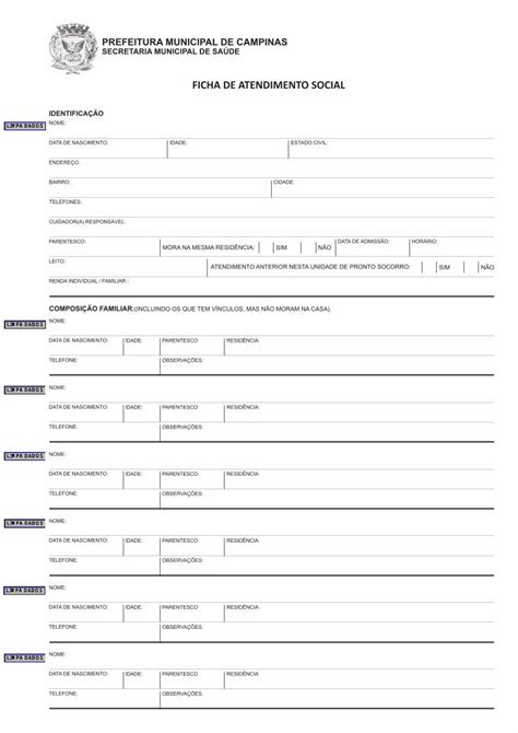 Pdf Ficha De Atendimento Social Campinas Sp Gov Br Ficha De