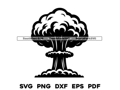 Mushroom Cloud Atomic Bomb Svg Png Dxf Eps Pdf Laser Engrave Cut Print ...