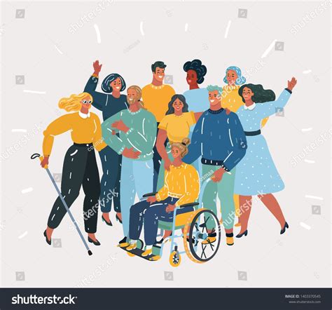 Vector cartoon illustration of Disabled people, handicapped characters ...